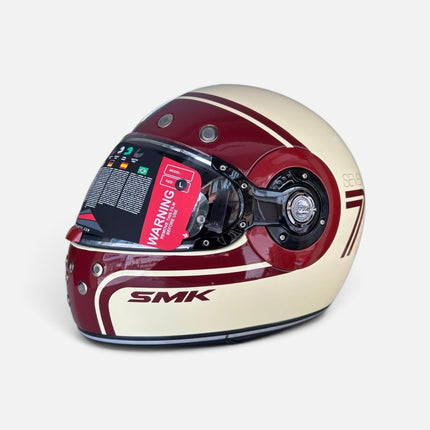 SMK Retro 7 Full Face Helmet (GL130) Glossy White Red | Pinlock 70 Ready