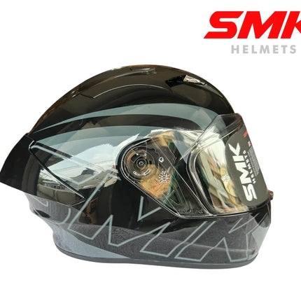 SMK Stellar Full Face Helmet GL262 SIDE view glossy black grey