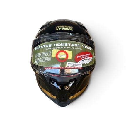 Studds Helios Asphalt Helmet | Chorome Gold | Dual Visor | ISI DOT Certified