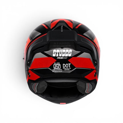 Studds Trooper D4 Race Glossy Black Grey Red Helmet - ISI DOT Certified