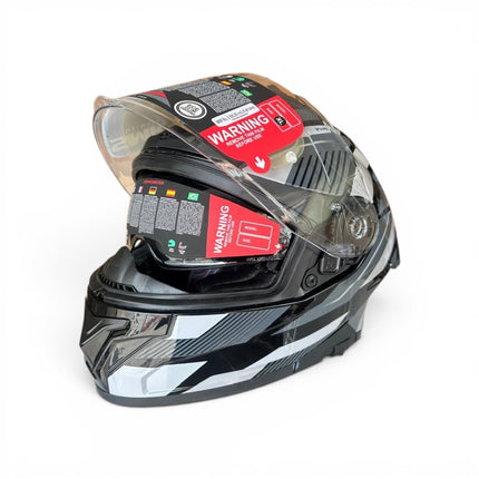 SMK Typhoon Sparko Glossy Grey White Helmet - Ece 22.06 certified