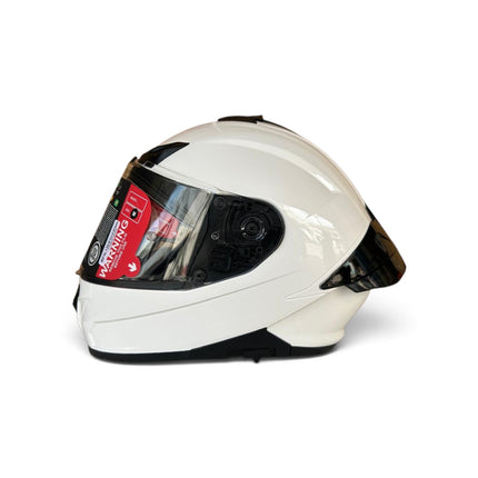 SMK Typhoon Glossy White Helmet - Dual Visor -  GL100 - ISI DOT ECE 22.06 Certified