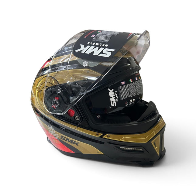 SMK Agnar Cyborg Gold Red GL263 Helmet - Ece 22.06 Certified