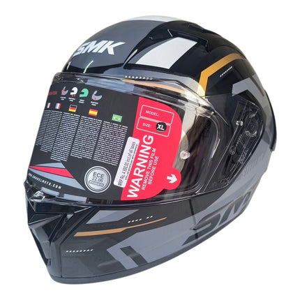 SMK Stellar K-Power Glossy Black Glod Helmet - ISI DOT ECE Certified