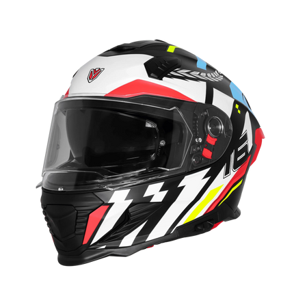 IGNYTE IGN-16 Full Face Dual Visor Helmet Glossy Black White Blue ISI DOT
