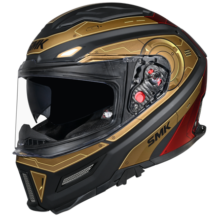 Smk Agnar Cyborg Glossy Gold Red Helmet