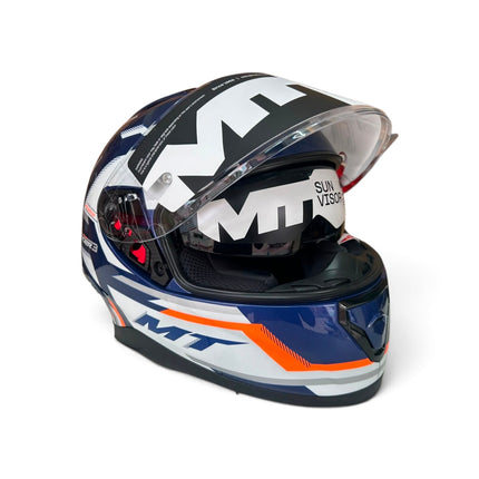 MT Thunder 3 Blaze C14 Glossy White Blue Helmet - ISI DOT Certifide