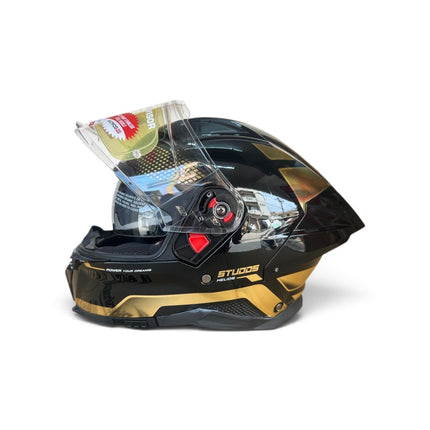 Studds Helios Asphalt Helmet | Chorome Gold | Dual Visor | ISI DOT Certified
