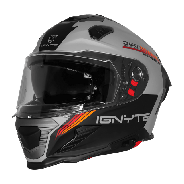 IGNYTE IGN-16 Matt Titanium Grey Helmet Orange Red | ISI DOT Certified