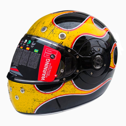SMK Retro Inferno Glossy Black Yellow Red GL263 - ECE 22.06 - Pinlock 70 Visor