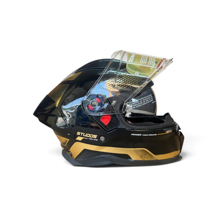 Studds Helios Asphalt Helmet | Chorome Gold | Dual Visor | ISI DOT Certified