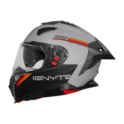 IGNYTE IGN-16 Matt Titanium Grey Helmet Orange Red | ISI DOT Certified