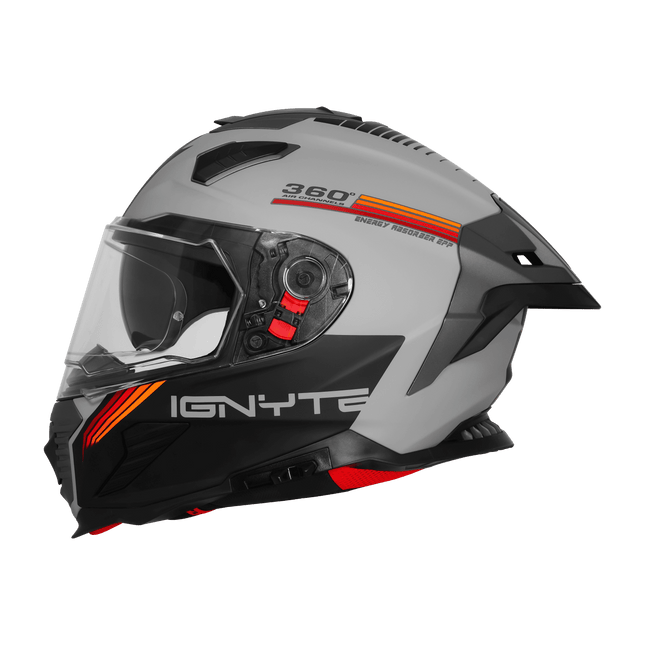 IGNYTE IGN-16 Matt Titanium Grey Helmet Orange Red | ISI DOT Certified