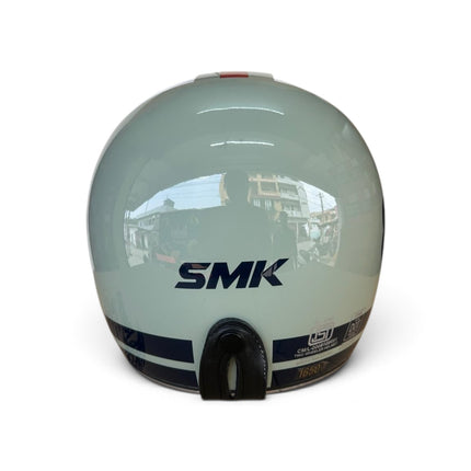 SMK Retro Ranko Helmet - Glossy Grey Blue Red GL653 | ISI DOT ECE 22.06 Certified | Pinlock 70