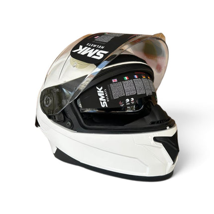 SMK Typhoon Glossy White Helmet - Dual Visor -  GL100 - ISI DOT ECE 22.06 Certified