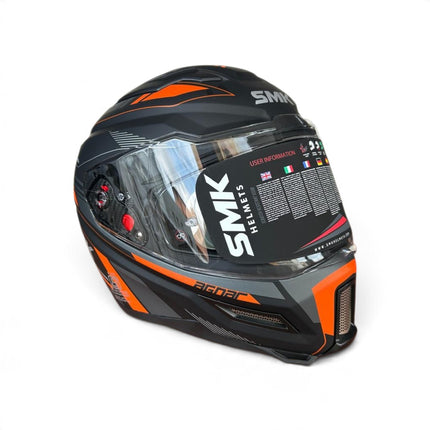 SMK Agnar Revv Helmet - Matt Black Grey Orange - MA267 - ISI DOT ECE 22.06 Certified