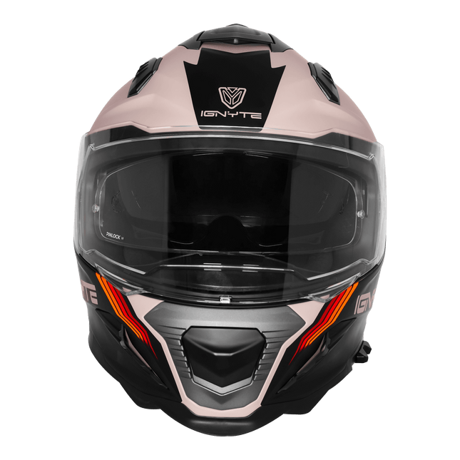 Ignyte IGN-16 Helmet ISS Matt Warm Grey Red Orange Helmet | ISI DOT Certified