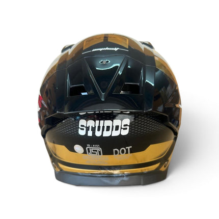 Studds Helios Asphalt Helmet | Chorome Gold | Dual Visor | ISI DOT Certified