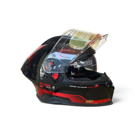 Studds Helios Asphalt Helmet | Chorome Red | Dual Visor | ISI DOT Certified