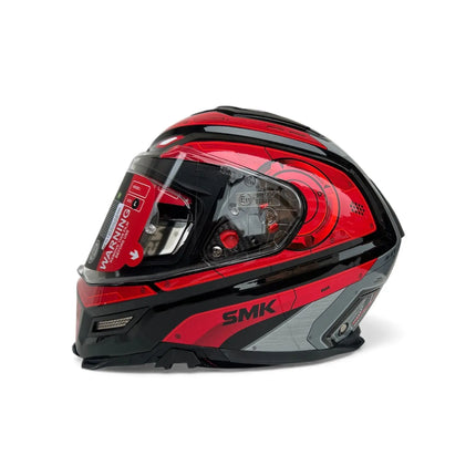 SMK Agnar Cyborg Full Face Dual Visor Helmet - Glossy Grey Red (GL263) - Riders India