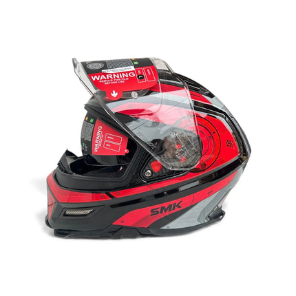 SMK Agnar Cyborg Full Face Dual Visor Helmet - Glossy Grey Red (GL263) - Riders India