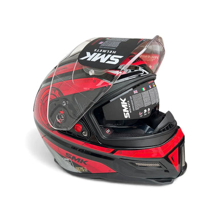 SMK Agnar Cyborg Full Face Dual Visor Helmet - Glossy Grey Red (GL263) - Riders India