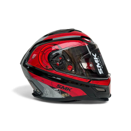 SMK Agnar Cyborg Full Face Dual Visor Helmet - Glossy Grey Red (GL263) - Riders India