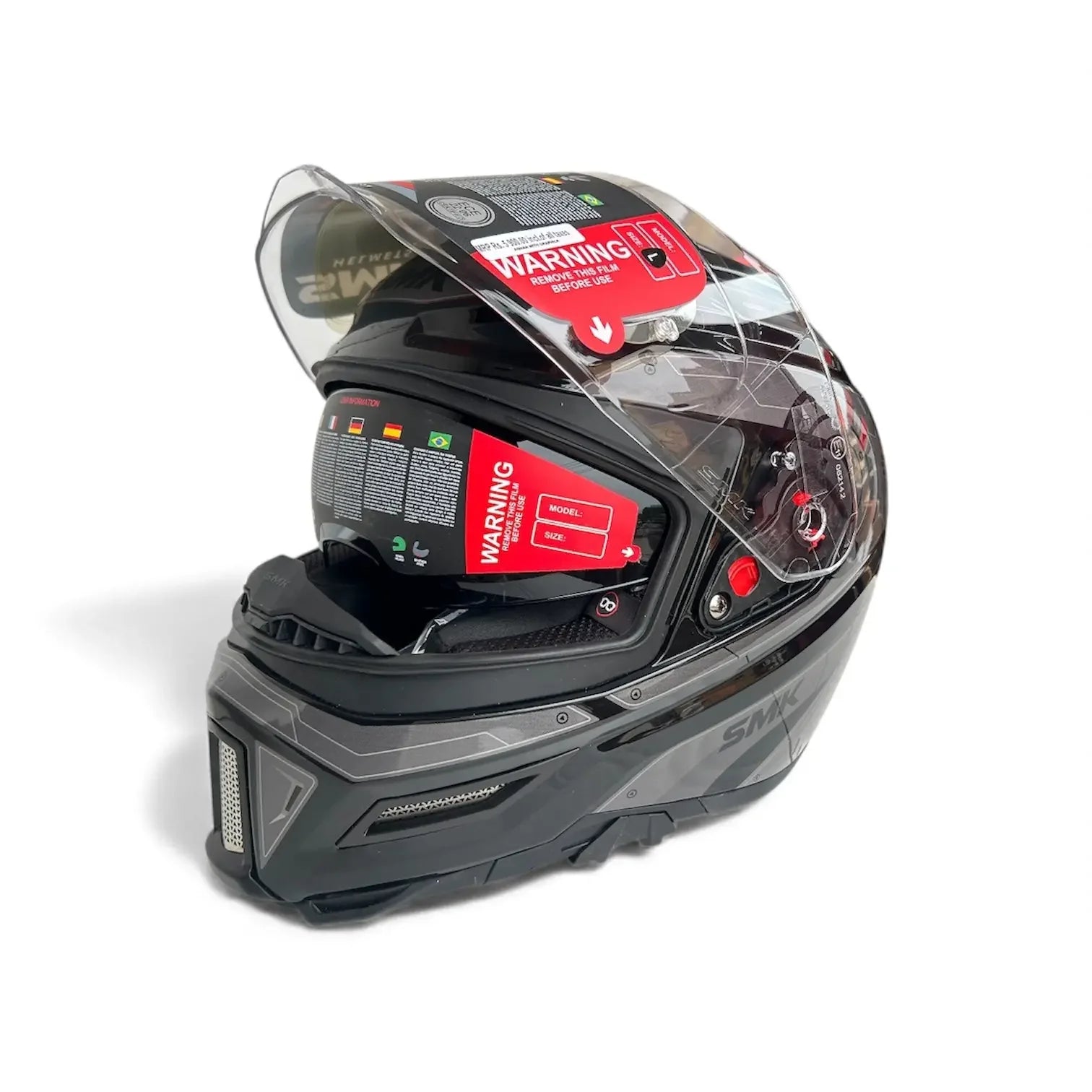 ls2 cyborg helmet SMK Agnar Cyborg Glossy Black Grey (GL266) Helmet
