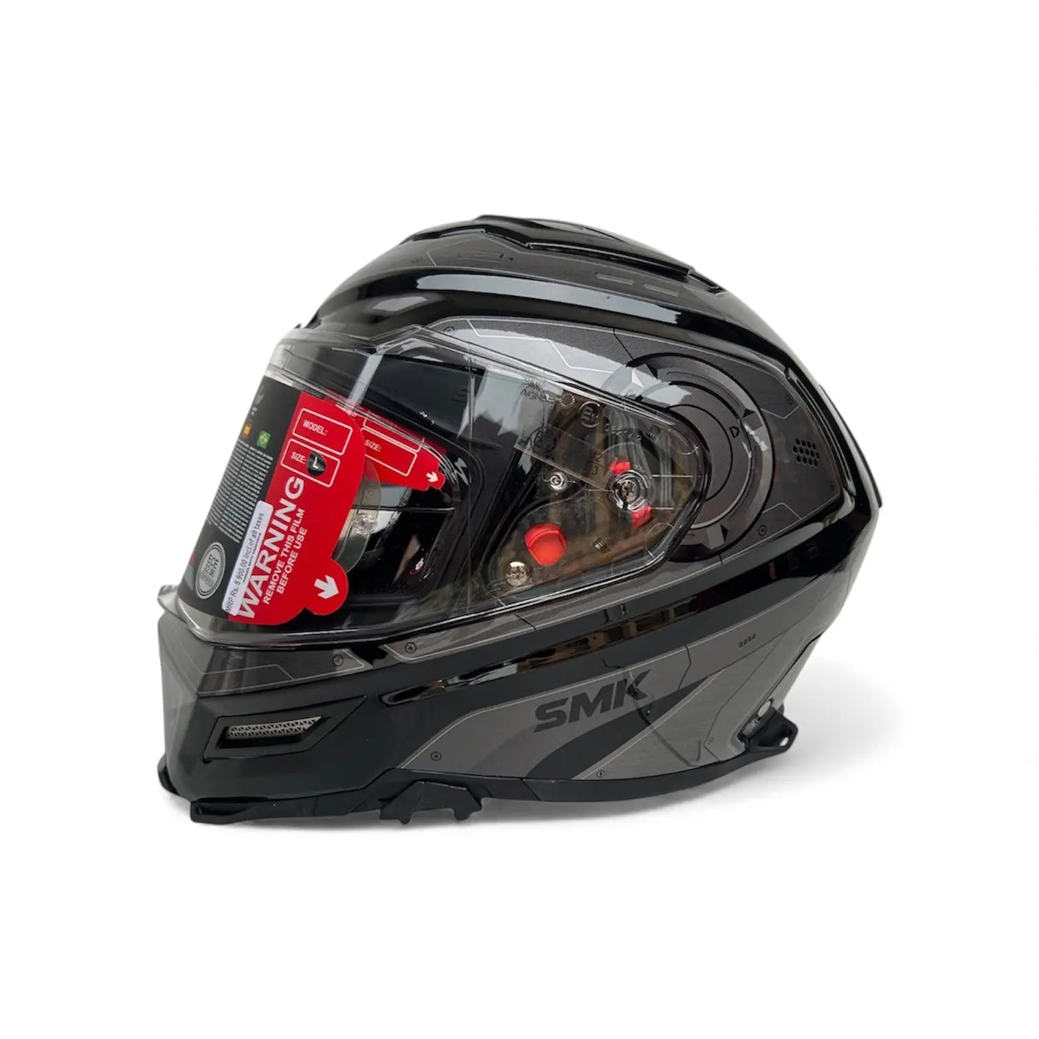 mt cyborg helmet SMK Agnar Cyborg Glossy Black Grey (GL266) Helmet