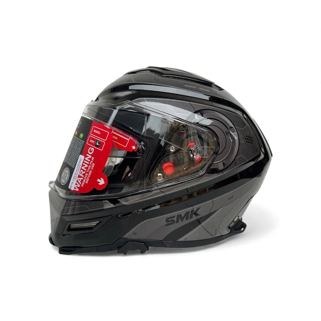 SMK Agnar Cyborg Full Face Helmet - Glossy Black Grey (GL266) - Riders India
