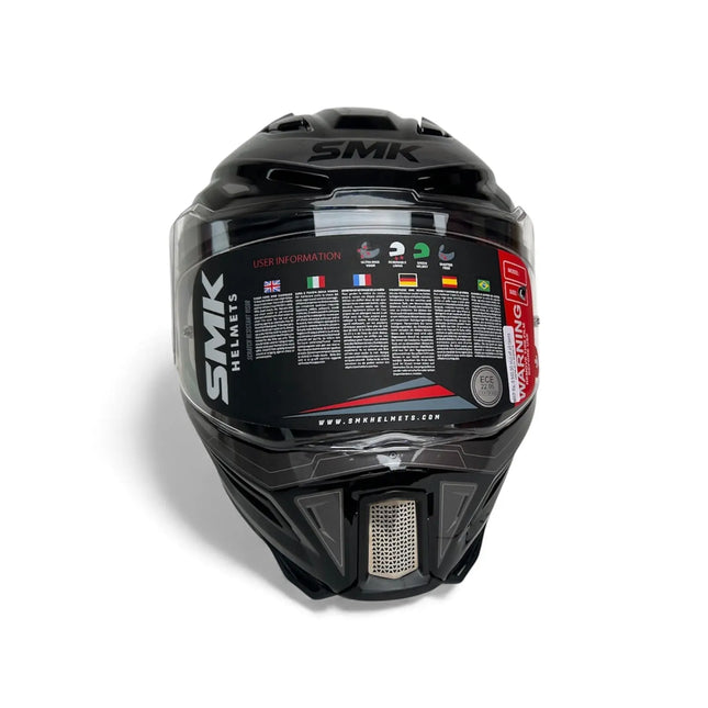 SMK Agnar Cyborg Full Face Helmet - Glossy Black Grey (GL266) - Riders India