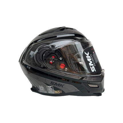 SMK Agnar Cyborg Full Face Helmet - Glossy Black Grey (GL266) - Riders India