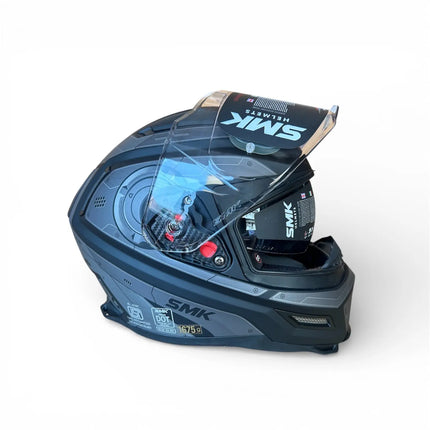 SMK Agnar Cyborg Helmet - Matt Black Grey (MA266) - ECE 22.06 & ISI Certified - Riders India