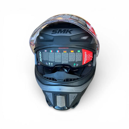 SMK Agnar Cyborg Helmet - Matt Black Grey (MA266) - ECE 22.06 & ISI Certified - Riders India