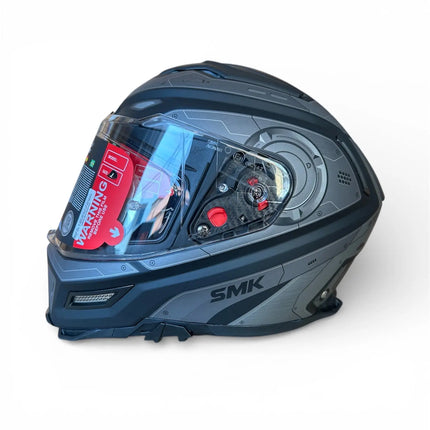 SMK Agnar Cyborg Helmet - Matt Black Grey (MA266) - ECE 22.06 & ISI Certified - Riders India