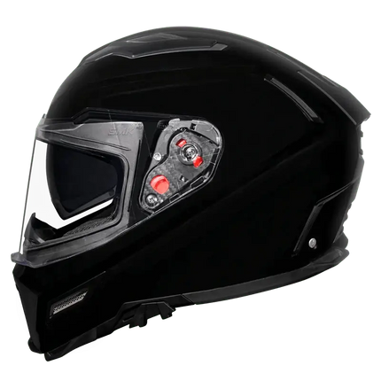 SMK Agnar Full Face Dual Visor Helmet, Glossy Black (GL200), ISI DOT ECE 22.06 Certified - Riders India
