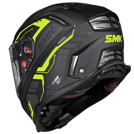 SMK Agnar Tektron Full Face Dual Visor Helmet, MA 264 (Matt Grey Neon) With ECE 22.06 & ISI DOT certification - Riders India