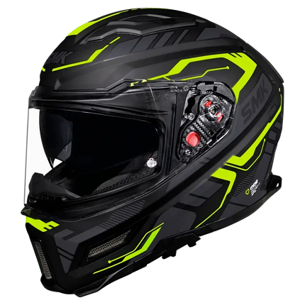 SMK Agnar Tektron Full Face Dual Visor Helmet, MA 264 (Matt Grey Neon) With ECE 22.06 & ISI DOT certification - Riders India