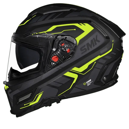 SMK Agnar Tektron Full Face Dual Visor Helmet, MA 264 (Matt Grey Neon) With ECE 22.06 & ISI DOT certification - Riders India