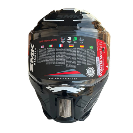 SMK Agnar Tektron Full Face Dual Visor Helmet,GL261 (Glossy Grey White) With ECE 22.06 & ISI DOT certification. - Riders India