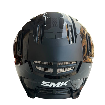 SMK Agnar Tektron Full Face Dual Visor Helmet,GL261 (Glossy Grey White) With ECE 22.06 & ISI DOT certification. - Riders India