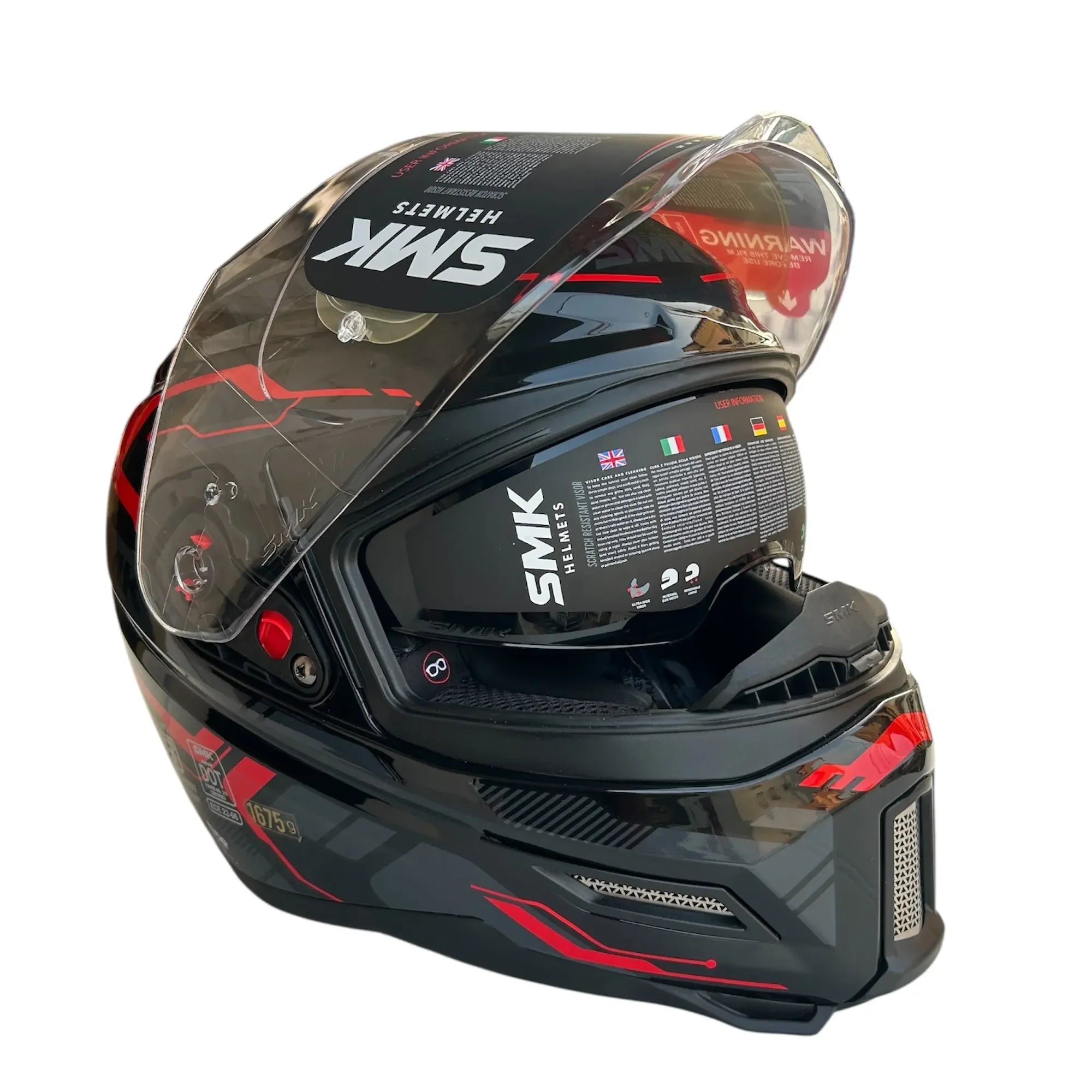 SMK Agnar Tektron Helmet Glossy Grey Red GL263 SMK Agnar Tektron Helmet Glossy Grey Red GL263