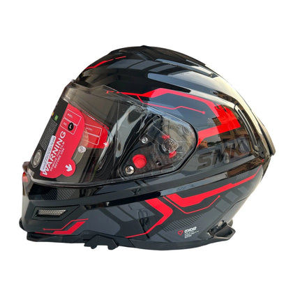 SMK Agnar Tektron Full Face Dual Visor Helmet,GL263 (Glossy Grey Red) With ECE 22.06 & ISI DOT certification. - Riders India