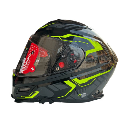 SMK Agnar Tektron Full Face Dual Visor Helmet,GL264 (Glossy Grey Neon) With ECE 22.06 & ISI DOT certification - Riders India