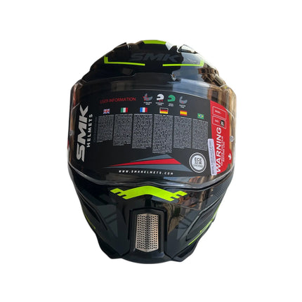 SMK Agnar Tektron Full Face Dual Visor Helmet,GL264 (Glossy Grey Neon) With ECE 22.06 & ISI DOT certification - Riders India