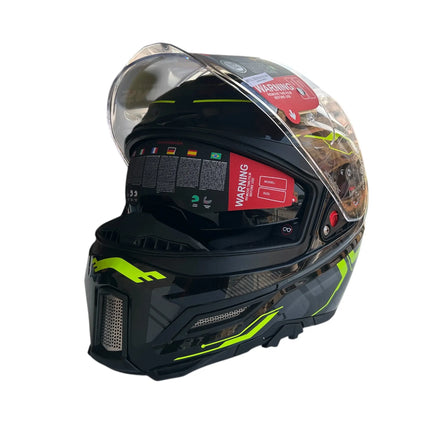 SMK Agnar Tektron Full Face Dual Visor Helmet,GL264 (Glossy Grey Neon) With ECE 22.06 & ISI DOT certification - Riders India