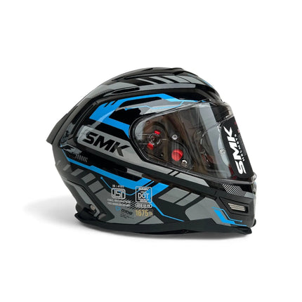 SMK Agnar Tektron Full Face Dual Visor Helmet,GL265 (Glossy Grey Blue) With ECE 22.06 & ISI DOT certification - Riders India