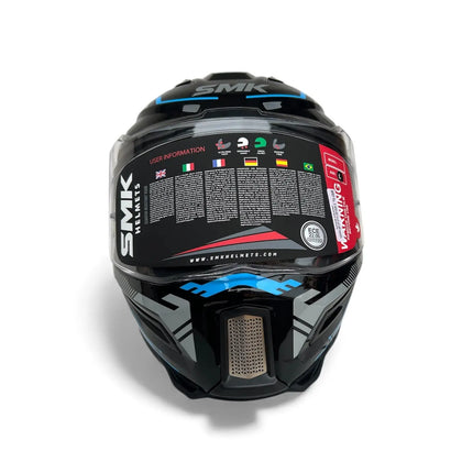 SMK Agnar Tektron Full Face Dual Visor Helmet,GL265 (Glossy Grey Blue) With ECE 22.06 & ISI DOT certification - Riders India