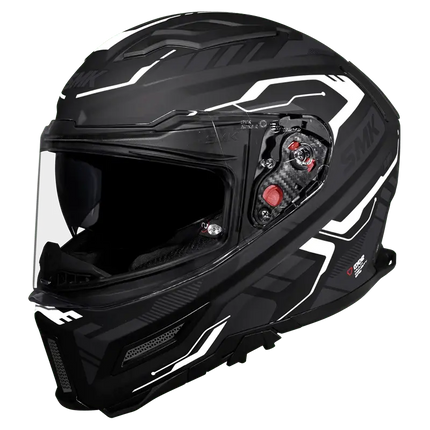 SMK Agnar Tektron Full Face Dual Visor Helmet,MA261 (Glossy Grey White) With ECE 22.06 & ISI DOT certification - Riders India