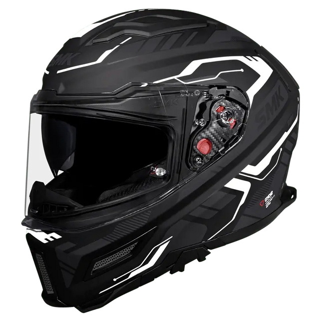 SMK Agnar Tektron Full Face Dual Visor Helmet,MA261 (Glossy Grey White) With ECE 22.06 & ISI DOT certification - Riders India